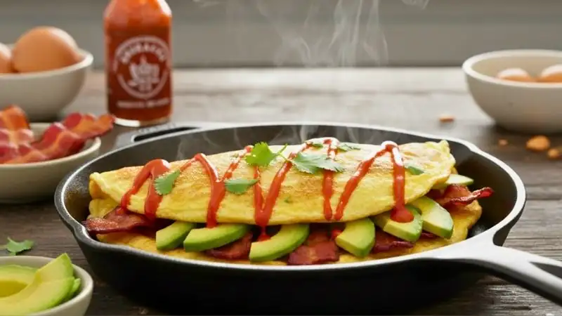 Avocado & Bacon Stuffed Omelette