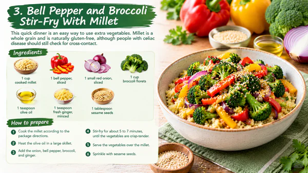 Bell Pepper and Broccoli Stir-Fry With Millet Recipe