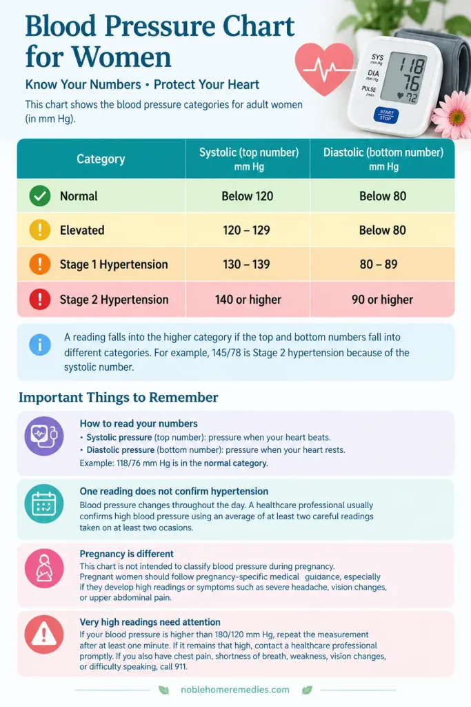 Blood Pressure Chart for Women and things to remember