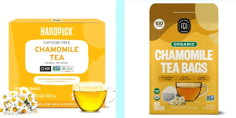 Choices of chamomile tea bags