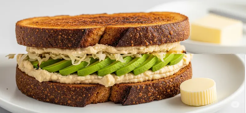 Grilled Sauerkraut, Hummus, and Avocado Sandwich