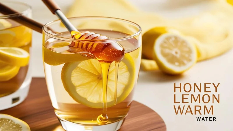 Honey for sore throat with lemon and warm water