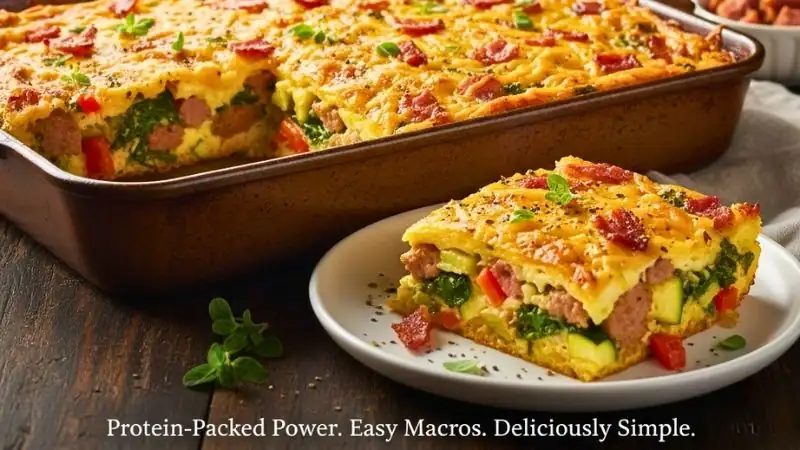 Keto Breakfast Casserole with Bacon and Sausage (Complete Recipe)