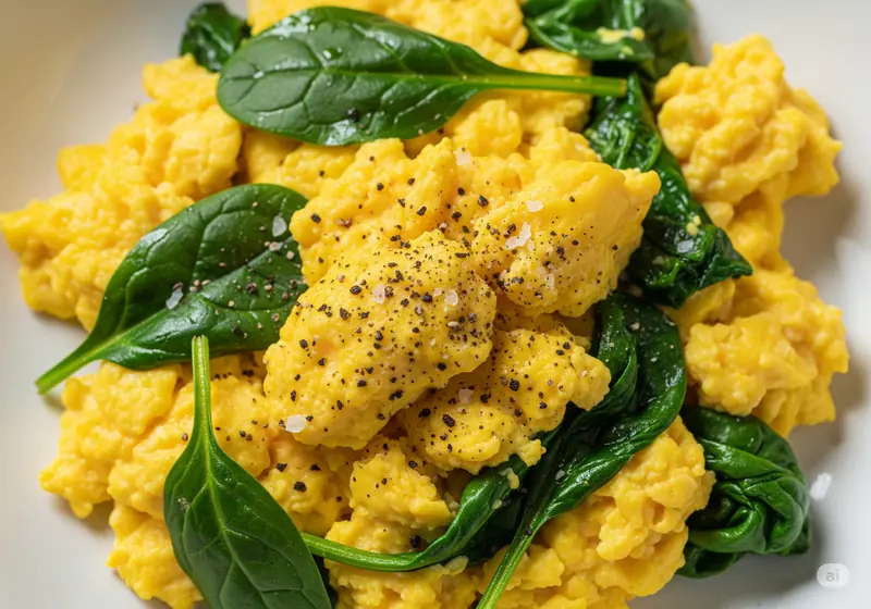 Scrambled Eggs with Turmeric and Spinach