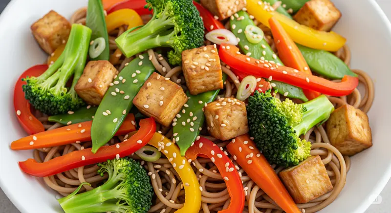 Vegetable Stir-Fry with Tofu and Wholewheat Noodles