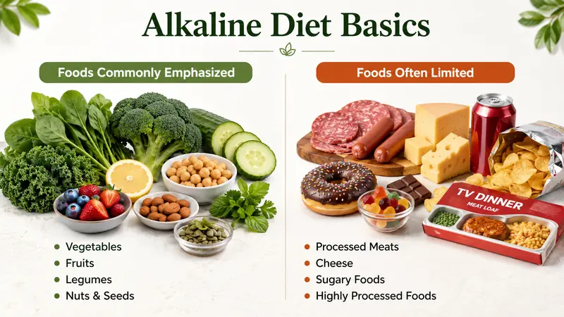 alkaline diet foods emphasized and limited
