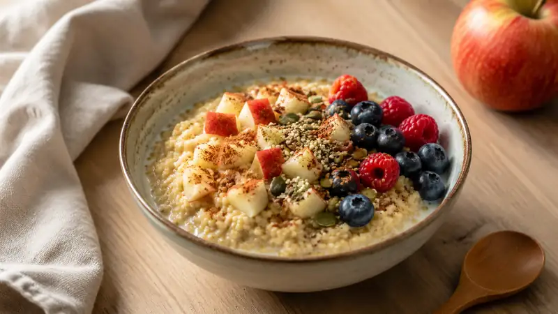 apple cinnamon millet breakfast bowl