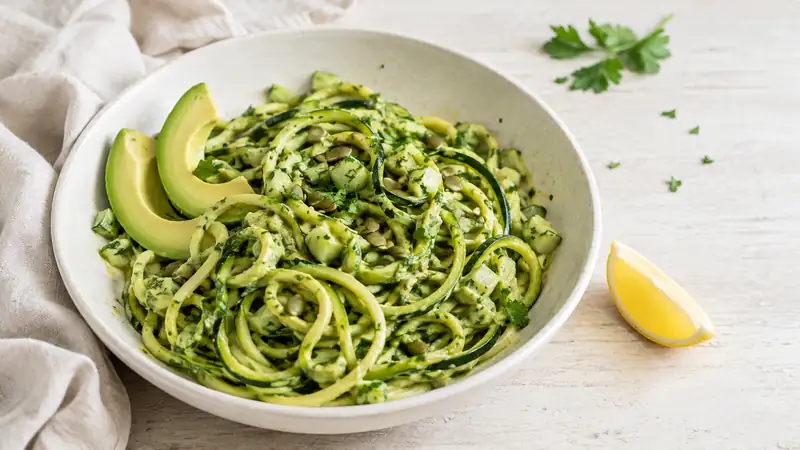 zucchini noodles avocado herb sauce